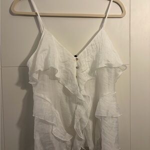 Zara, elegant White Ruffle Blouse
